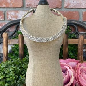 Monet Rhinestone Choker Necklace; Triple Strand; 12" Chain W/Lobster Clasp; NWT